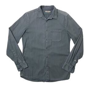 J Lindeberg Shirt Mens M Medium Washed Gray Cotton Long Sleeve Pocket Casual
